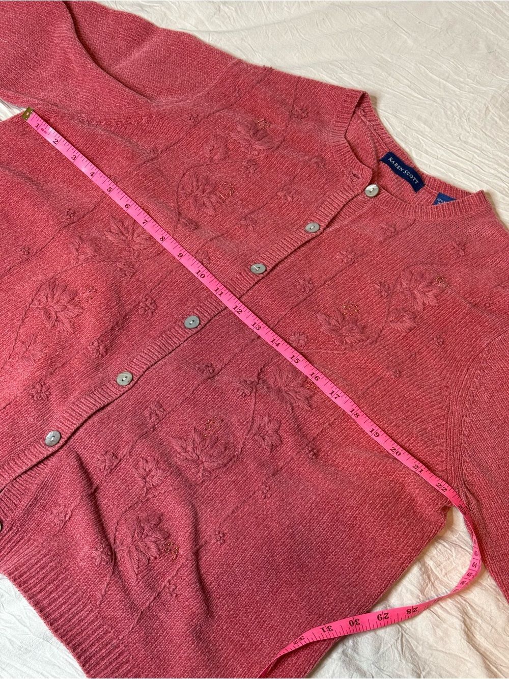 Vintage Pink Knit Cardigan Sweater - Picture 6 of 6
